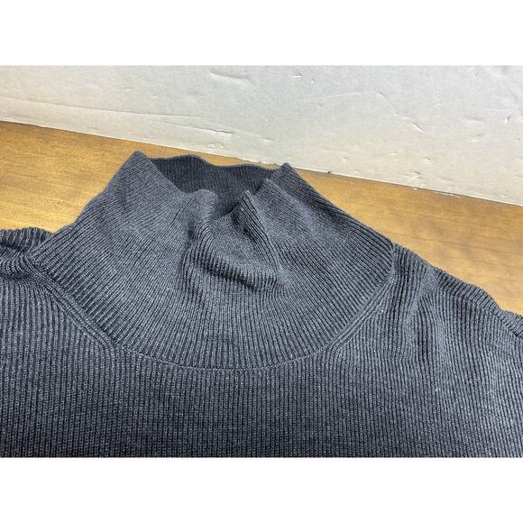 Eileen Fisher Charcoal Gray Mock Neck Extra Fine Merino Wool Tunic Sweater L - Picture 5 of 12